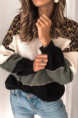 Fashion Street Striped Patchwork O Neck Sweaters