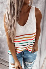 Fashion Casual Striped Patchwork V Neck Tops(4 colors)