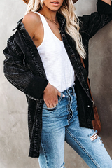 Casual Solid Pocket Buckle Turndown Collar Outerwear