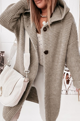 Casual Solid Patchwork Buckle Hooded Collar Outerwear(8 Colors)