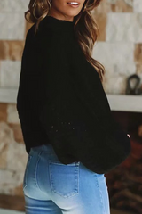 Casual Solid Patchwork Turtleneck Tops Sweater(3 Colors)