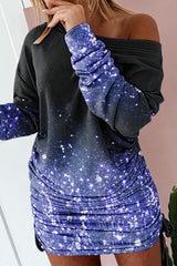 Sexy Print Patchwork Draw String Fold O Neck One Step Skirt Dresses(4 Colors)