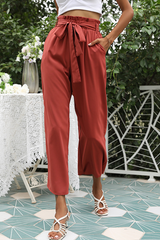 Casual Solid Patchwork Loose Mid Waist Wide Leg Solid Color Bottoms(10 Colors)
