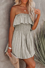 Fashion Street Print Patchwork Strapless Loose Rompers