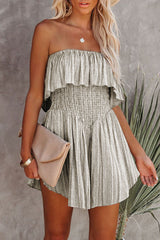 Fashion Street Print Patchwork Strapless Loose Rompers