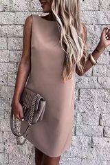 Casual Solid O Neck Straight Dresses(5 colors)