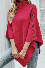Fashion Casual Solid Buttons Turtleneck Outerwear(7 colors)