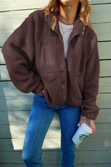 Casual Solid Patchwork Pocket Mandarin Collar Outerwear(2 Colors)