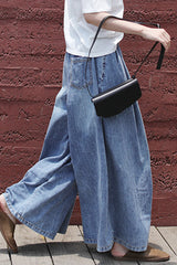 Street College Solid Frenulum High Waist Boot Cut Denim Jeans