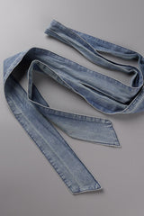 Street Solid Make Old V Neck Short Sleeve High Waist Loose Denim Jumpsuits