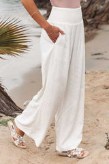 Casual Simplicity Solid Solid Color Loose Wide Leg Solid Color Bottoms