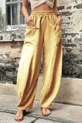 Casual Daily Solid Pocket Loose High Waist Harlan Bottoms(11 Colors)