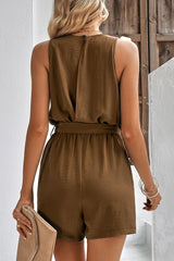 Casual Simplicity Solid Patchwork V Neck Loose Rompers