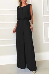 Casual Solid Backless O Neck Regular Jumpsuits(2 Colors)