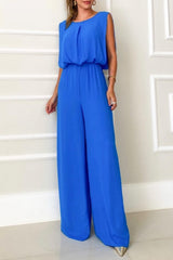 Casual Solid Backless O Neck Regular Jumpsuits(2 Colors)