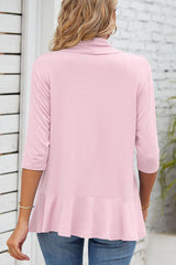 Daily Simplicity Solid Flounce V Neck Outerwear