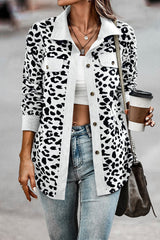 Casual Sweet Leopard Pocket Turndown Collar Tops(4 Colors)