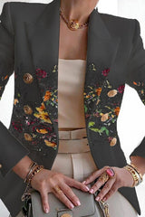 Casual Print Patchwork Cardigan Turn-back Collar Outerwear