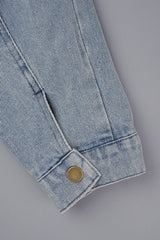 Casual Solid Patchwork Turndown Collar Long Sleeve Regular Denim Jacket