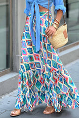 Elegant Plaid Contrast High Waist Type A Full Print Bottoms