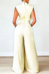 Casual Solid Patchwork Half A Turtleneck Regular Jumpsuits (Without Belt)