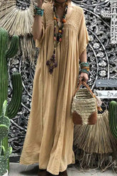 Casual Solid Lace V Neck A Line Dresses(No accessories)