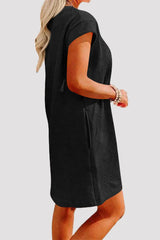 Casual Sportswear Solid Pocket Texture O Neck A Line Short Sleeve Dress