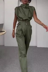 Street Elegant Solid Patchwork Turtleneck Regular Jumpsuits(8 Colors)