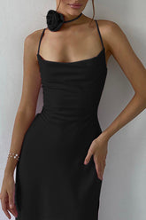 Sweet Elegant Solid Bandage Backless Flowers U Neck One Step Skirt Dresses