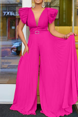 Casual Solid Color With Belt Regular Jumpsuits(7 Colors)