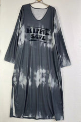 Casual Daily Gradient Print Letter Print Pocket V Neck Long Sleeve Dresses