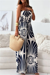 Casual Print Backless Strapless Bodycon Jumpsuits(3 Colors)