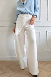 Casual Daily Buttons Irregular High Waist Wide Leg Solid Color Bottoms