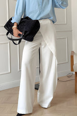 Casual Daily Buttons Irregular High Waist Wide Leg Solid Color Bottoms