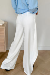 Casual Daily Buttons Irregular High Waist Wide Leg Solid Color Bottoms