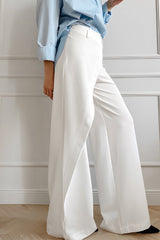 Casual Daily Buttons Irregular High Waist Wide Leg Solid Color Bottoms