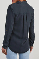 Casual Daily Solid Color Pocket Buttons Turndown Collar Blouses(4 Colors)