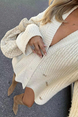 Casual Street Buttons Pleated V Neck Outerwear