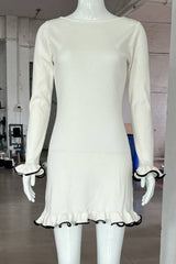 Casual Daily Stringy Selvedge O Neck Long Sleeve Dresses(3 Colors)