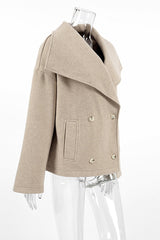 Casual Street Buckle Gross Turndown Collar Outerwear