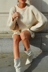 Casual Daily Fluffy O Neck Sweaters