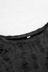 Casual Street Ripped Distressed O Neck Wrapped Skirt Dresses