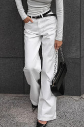 Casual Street Pocket Straight High Waist Straight Bottoms