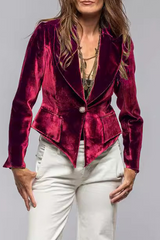 Casual Pocket Patchwork Velvet Turn-back Collar Outerwear(4 Colors)