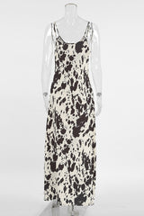 Sexy Geometric Print Contrast V Neck One Step Skirt Dresses