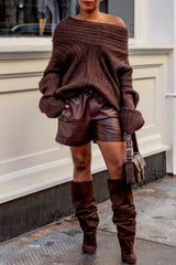 Casual Solid Color Basic Oblique Collar Sweaters