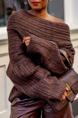 Casual Solid Color Basic Oblique Collar Sweaters