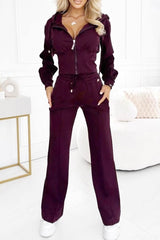 Casual Daily Pocket Zipper Hooded Long Sleeve Two Pieces(4 Colors)