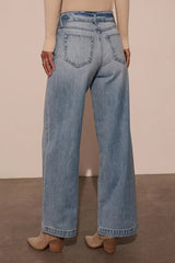 Casual Gradient Color Distressed Lace Up High Waist Loose Denim Jeans