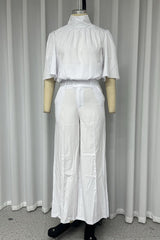 Casual Pocket Turtleneck Half Sleeve Two Pieces(No waist belt)